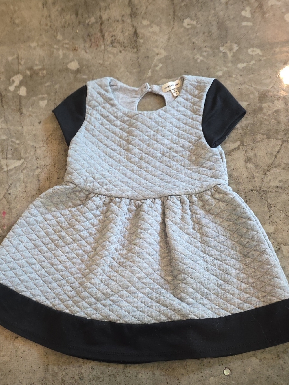 Monteau Light Gray Quilted Dress with Black Sleeves